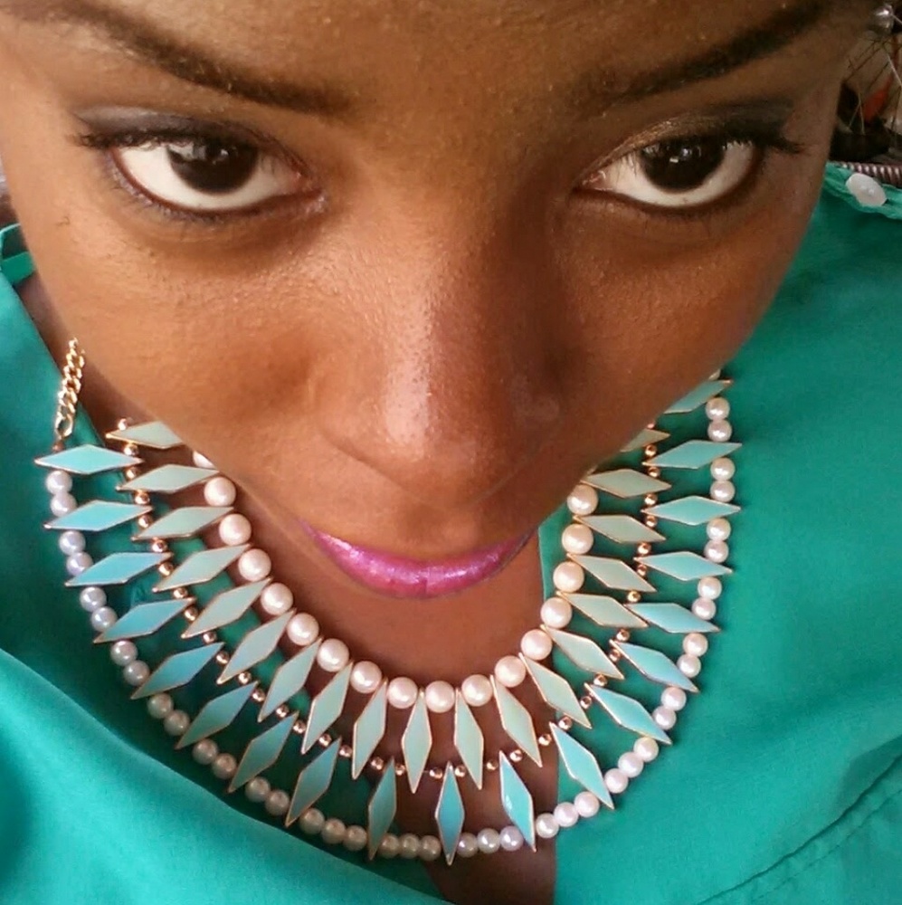 One of a Kind Aqua Blue/Green Pearl Necklace